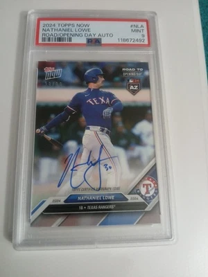 2024 Topps Now Road to Opening Day - Autographs Nathaniel Lowe 29 /99 PSA 9 - Image 1 of 4