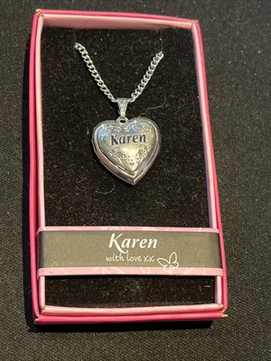 Heart Picture Locket With Love Necklace 16-18" Chain Karen - Image 1 of 2