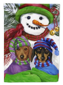 Caroline's Treasures Dachshund Christmas Frosty Company Garden Flag PPP3081GF - Picture 1 of 3