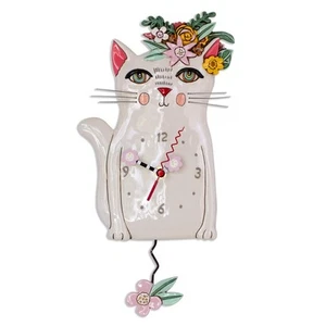 Orologio a pendolo oscillante P1993 design gatto grazioso gattino 7,25 pollici x 14,25 pollici - Foto 1 di 2