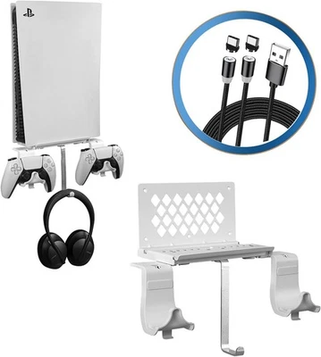 Hosanwell PS5 Wall Mount Bracket Shelf Set, Playstation 5 Wall Mount Made of Con