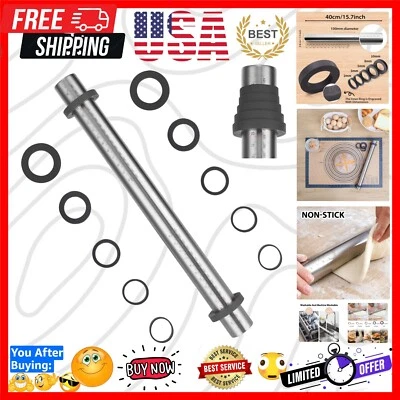 Rodillo ajustable de acero inoxidable con anillos de espesor para hornear perfectamente Foto 1 de 4