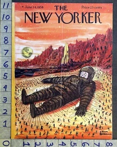 1958 SPACE ASTRONAUT ROCKET SHIP GULLIVER ADDAMS ARTIST NEW YORKER COVER FC1543 - Bild 1 von 1
