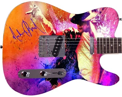 Michael Jackson King Of Pop Facsimile Autographed Signed Graphics Photo Guitar - Image 1 of 3