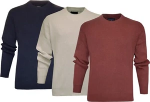 Jersey Tejido 100% Algodón Diseño Liso Acanalado Cuello Redondo Pullover Top Ex Store - Imagen 1 de 10