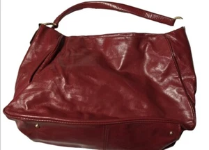 Antonio Melani Large Pebbled Leather Red Hand Bag Gold Accents Free Shipping - Picture 1 of 15