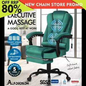 ALFORDSON Massage Office Chair Footrest Executive Gaming Racing Velvet Seat - Picture 1 of 12