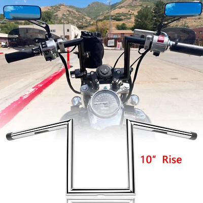 For Kawasaki Vulcan 690 1500 2000 10" Rise 1" Z-Bar Ape Hanger Handlebar Chrome - Image 1 of 4