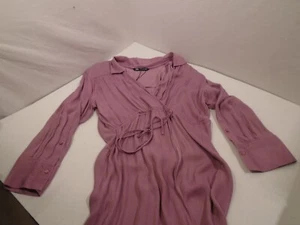 Zara Lavender Wrap hi lo hem Dress Midi Long Sleeve Women’s Size Medium - Picture 1 of 7