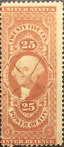 Scott R48 US 1862-71 25 Cent George Washington Power of Attorney Stamp - Picture 1 of 2