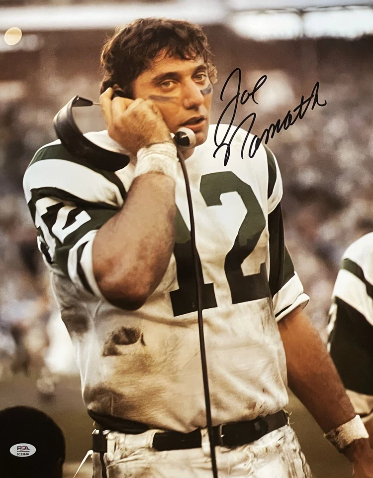JOE NAMATH SIGNED 16X20 HEADSET PSA NEW YORK JETS - Image 1 of 1