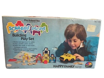 Scrabble People Building Play Set Happy Family No 130 1984 Preschool Toy - NEW - Image 1 of 4