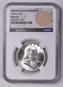 1960-D Franklin Silver Half Dollar - NGC 64 FBL Bullion Plus Bag Fragment - Picture 1 of 3