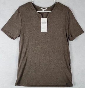 Threads 4 Thought Men’s Jorah Split Neck Brown/Gray Henley Tshirt Size Small NEW - Picture 1 of 10