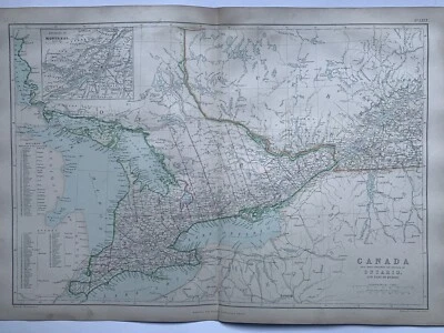 1872 Ontario & West Quebec Canada Hand Coloured Antique Map By W.G. Blackie - Image 1 of 4