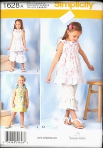 UC Größe 3 4 5 6 7 8 Mädchen Kleid Oberteil Hose Simplicity 1628 Muster Sommer - Bild 1 von 2