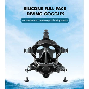8058 Silicone Full Face Scuba Diving Goggles Underwater Breathing Snorkel Kit - Picture 1 of 7