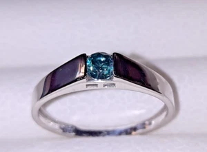 SOLITÄR-RING MIT SKY BLUE DIAMANT 0.33ct BEH. ZERTIFIKAT RW 66/21 WG 375/9K NEU - Bild 1 von 20