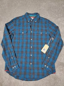 NWT Hobie By Hurley Mens Plaid Button Down Shirt Size Medium Blue Long Sleeve - Picture 1 of 7