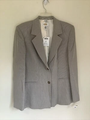 Blazer Talbots 14 Italiano Tela Mezcla Lana Rayas Preppy Carrera Nuevo Foto 1 de 4