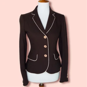 Moschino Cheap and Chic Virgin Wool Blazer Size Small? Brown Flower Buttons - Picture 1 of 12