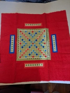 Vintage Plush Scrabble Board Rug RED Itemation Selchow Righter - Complete Set - Picture 1 of 9