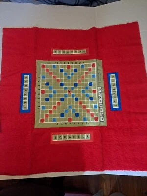 Vintage Plush Scrabble Board Rug RED Itemation Selchow Righter - Complete Set - Image 1 of 4