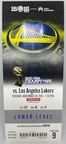 2015-16 Golden State Warriors MINT FULL SEASON TICKET Win #16 73 Win Season RARE Cover