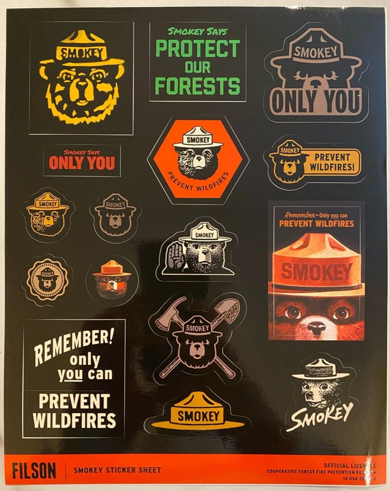 C.C. Наклейки Filson Smokey Bear коллекция листов лесная служба лесной пожар - Изображение 1 из 1
