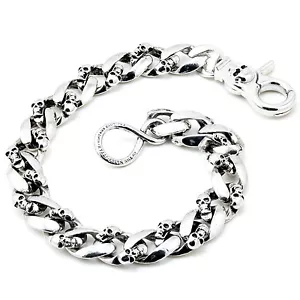 DK Medieval Skull Biker Camionista Chiave Jean Portafoglio Catena (15"/4,75 oz) Argento SCS03 - Foto 1 di 6