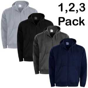 Mens Zipper Hoodie Zip up hoody Hooded Sweatshirt Jumper Fleece Jacket Multipack - Picture 1 of 29