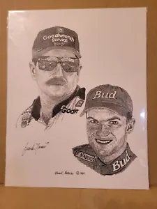Dale & Dale Jr. Earnhardt 11" x 14" Artist Print Signed by Artist Frank Nareau - Picture 1 of 2