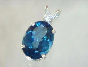 Colgante de plata esterlina 925, topacio azul londinense, SP018 - Imagen 1 de 7