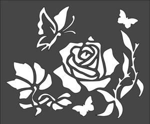 1- 7x9 inch Stencil, (VG-49) Rose Butterfly (6mil)***** - Picture 1 of 2