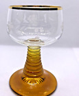 Vintage German Roemer Amber Beehive Stem Etched Grape Bowls Wine Glasses 4