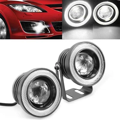 2PCS 3.5" LED Offroad Fog Lights Front Bumper Blue Angel Eye Halo Ring Projector - Image 1 of 4