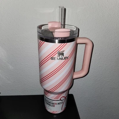 2025 Target Stanley Christmas Holiday Pink Candy Cane Twist 40oz Tumbler, New! - Image 1 of 4