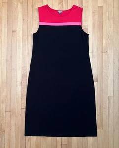J Jill Dress Women Small A-line Sleeveless Black Stretch Knee Length Red Pink - Picture 1 of 6