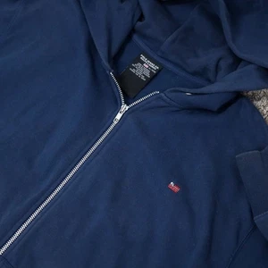Vintage Polo Jeans Co Ralph Lauren Full Zip Hoodie Sweatshirt Men's XL Blue Y2K - Picture 1 of 11