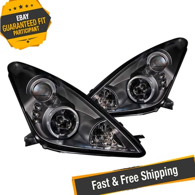 ANZO Black Halo Projector Headlights w/ Parking LEDs for 00-05 Toyota Celica - Image 1 of 4