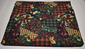 4 yards JOAN MESSMORE holiday CHRISTMAS FABRIC burgundy green VINTAGE flaw - Picture 1 of 9