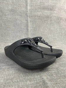 Sandalias Crocs para mujer 8 Sloane cristal chanclas tanga negras sin cordones con tachuelas - Imagen 1 de 6