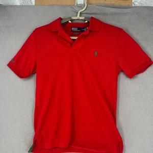 Ralph Lauren Shirt Kids Medium Red Green 10 12 Years Polo Short Earth Button - Picture 1 of 14