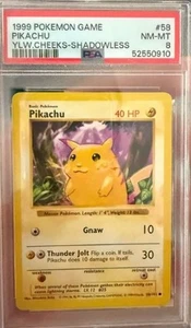 Pikachu Pokemon 1999 Base Set Shadowless Yellow Cheeks English 58/102 PSA 8 - Picture 1 of 2