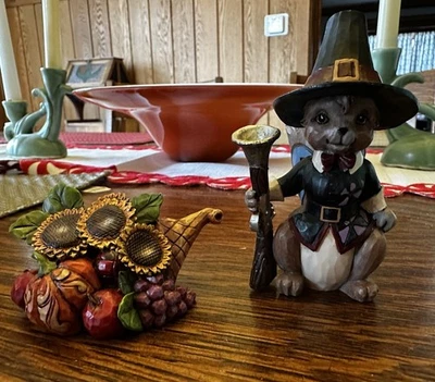 Jim Shore 4047834 Mini Thanksgiving Cornucopia Rare Harvest Fall Autumn Squirrel - Image 1 of 4
