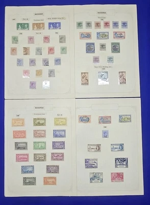 1937-1949 Bahamas Used & Mint (H) Stamp Collection on 4 old album pages inc. HVs - Image 1 of 4