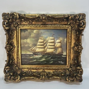 Antique Weeb/Webb 1882 Maritime Painting Carvers & Gilders 24x19cm - Picture 1 of 24