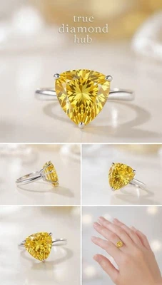 ✨ 2 Ct Natural Certified Yellow Diamond Silver Ring Elegant DesignTruediamondhub - Image 1 of 4