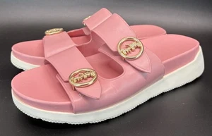 COACH Womens Bubblegum Pink Gable G5136 Leather 2 Strap Slide Sandals Size 9B - Picture 1 of 8