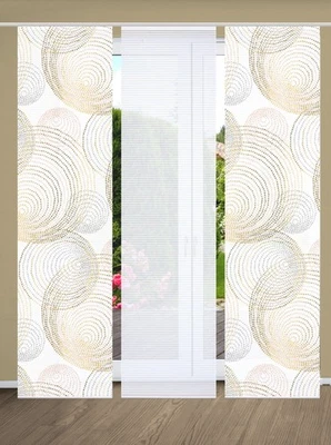 HOME in green 3er Set Schiebegardinen SPIRO, halbtransparent, Höhe 245 cm, goldf - Bild 1 von 3